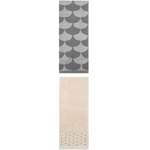 REGALWOVEN Cotton Geometric Absorbent Soft Decorative Hand Towel for Bathroom Hand Face Gym Spa 14" x 30"/13" x 29" 2 Pcs - 1 of 4