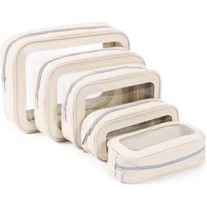 5PCS Diaper Bag Organizer Pouch Set, TSA Approved Toiletry Bag，Clear Waterproof TPU Makeup Bag Set Travel Organizer - 1 of 4
