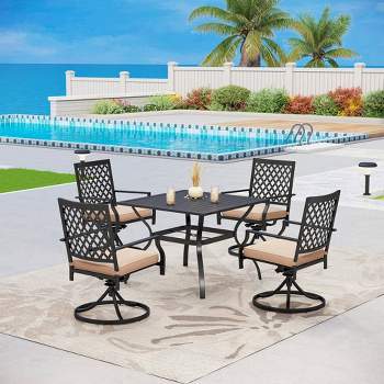 5pc Patio Set with 37" Metal Table & Swivel Arm Chairs - Captiva Designs