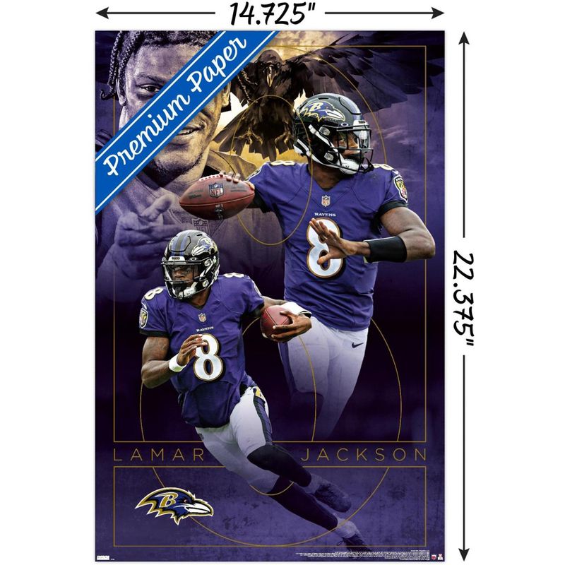 Trends International NFL Baltimore Ravens - Lamar Jackson 20 Unframed Wall Poster Prints, 3 of 7