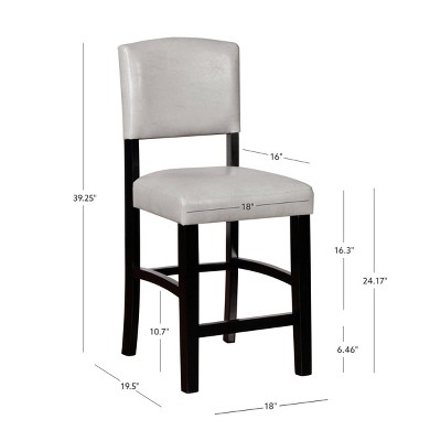 Dove Gray Faux Leather Counter Stool with Black Wood Frame