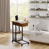 Garvee C Shaped End Table with Charging Station, Flip Top Sofa Side Table with USB Ports and Outlets for Living Room Bedroom, Brown - 2 of 4
