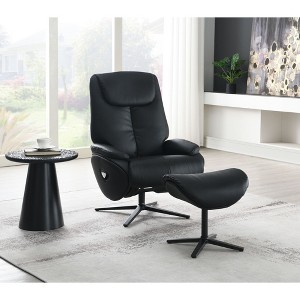 Leather Motion Swivel Accent Chair with Ottoman, Recliner and Ergonomic Design - 1 of 4