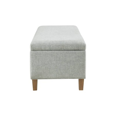 Soft Blue 48" Upholstered Storage Bench with Wood Legs