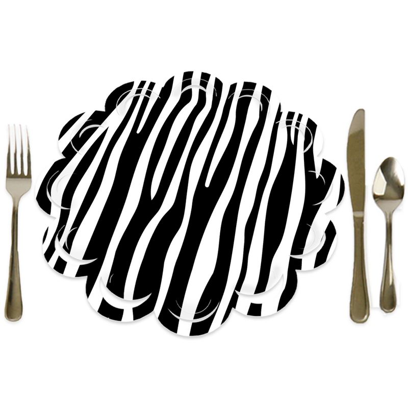 Big Dot of Happiness Zebra Print - Safari Party Round Table Decorations - Paper Chargers - Place Setting For 12, 1 of 9
