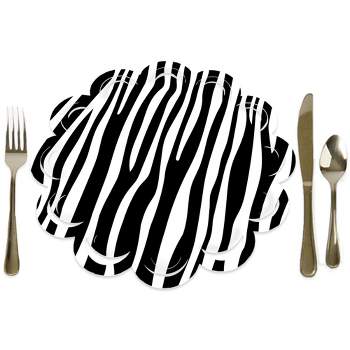 Big Dot of Happiness Zebra Print - Safari Party Round Table Decorations - Paper Chargers - Place Setting For 12