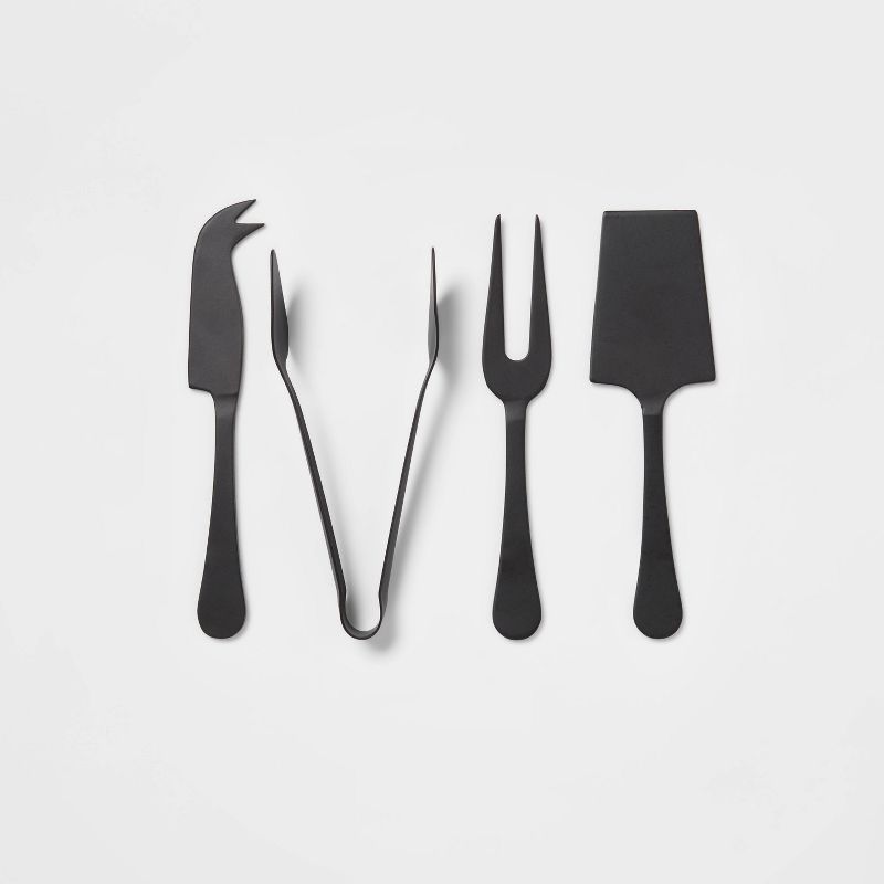 4pc Stainless Steel Cheese Knive Serving Set Black - Threshold&#8482;, 1 of 7