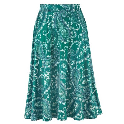 Collections Etc Multi Paisley Full Length Knit Skirt Flat Elasticized Waistband