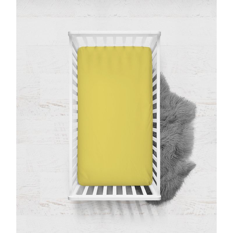 Bacati - Ikat Dots Giraffe Yellow Grey Neutral 4 pc Crib Set with 2 Muslin Swaddle Blankets, 2 of 9