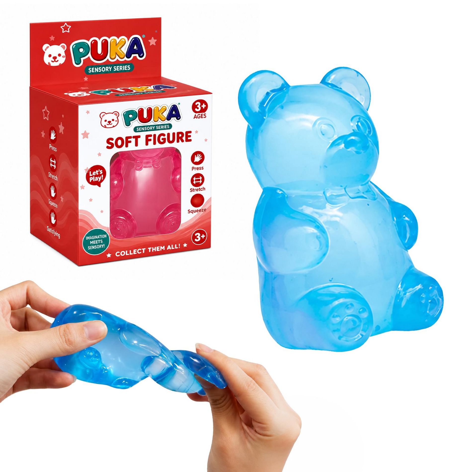 Puka Creations Bear 3-Inch Squishy Stress Reliever | Blue