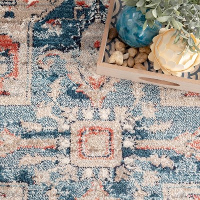 Regal Charm 4x6 ft Stonewashed Blue Polypropylene Area Rug