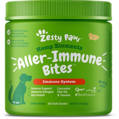 Zesty Paws Hemp Elements Allergy Immune Soft Chews for Dogs - Cheese Flavor - 90ct