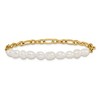 Chisel Stainless Steel Yellow IP-plated with Half White Freshwater Cultured Pearl 8.25" Bracelet - 4 of 4