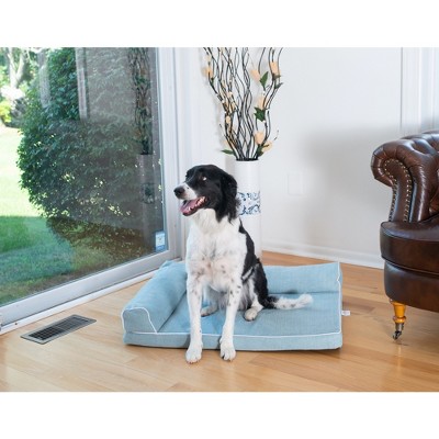 Medium Blue Orthopedic Polyester Pet Bed with Bolster