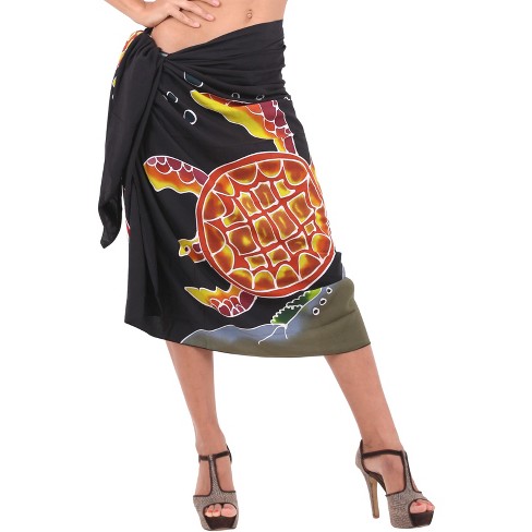 LA LEELA Women's Long Vacation Beachwear Bathing Suit Skirts Wrap Sarong Cover up Swimwear Wraps One Size Black, Turtle - image 1 of 4