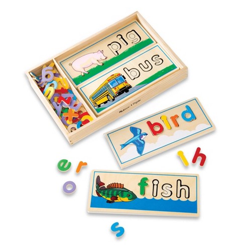 Melissa Doug See Spell Wooden Educational Toy With 8 Double Sided Spelling Boards And 64 Letters Target