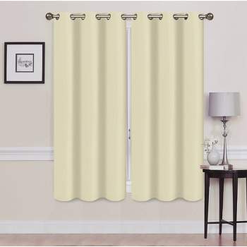 Solid Blackout Thermal Grommet Curtain Panels With Foam Backing (Set of 2 38" x 63" Ivory)