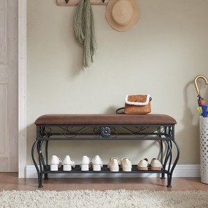 VYNXARIA Shoe Rack Bench for Entryway, Industrial Bench, Rustic Shoe Rack for Small Spaces, Upholstered Entryway Bench, Multipurpose Entryway - 1 of 4