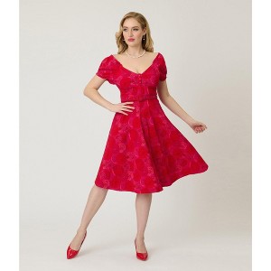 Unique Vintage 1960s Red & Pink Floral Ohara Swing Dress