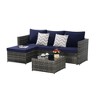 3-Pieces Outdoor Patio L-Shaped Sectional Sofa Set with Glass Coffee Table - 2 of 4