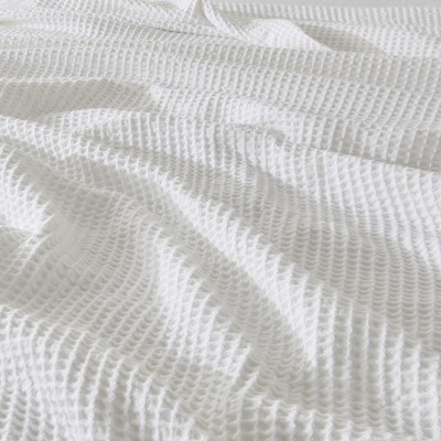 King Size White Cotton Waffle Weave Blanket