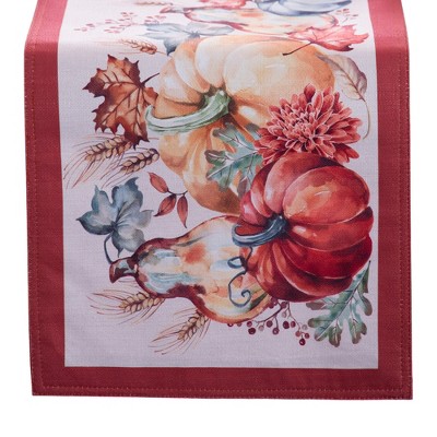 Botanical Harvest Pumpkin Floral Table Runner - Multicolor - 13x70