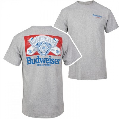 Mens Budweiser Distressed Logo Front and Back Print T-Shirt