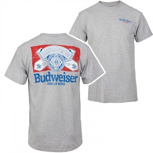 Mens Budweiser Distressed Logo Front and Back Print T-Shirt - 1 of 4