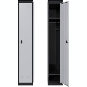 72" Metal Storage Cabinet with 1 Door, Lockers for Employees Students with Shelves, Metal Storage Steel Locker for School Office Gym, Grey+Black - 1 of 4