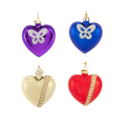 Kurt Adler Noble Gems Ornament for Christmas Tree, Assorted Swarovski Hearts (Pack of 1)
