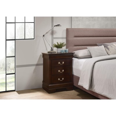 NicBex Elegant Nightstand with 3 Drawers Bedside Table with Metal Handles End Table for Bedroom, Living Room