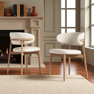 Set of 2 Mid-Century Modern Dining Chairs with Ash Wood Legs, Contoured Seat & Back, Stylish Wooden Chairs for Dining Room, Kitchen, or Living Room - 1 of 4