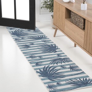 JONATHAN Y Veronica Classic Beach Stripe and Palm Leaf Indoor/Outdoor Area Rug - 1 of 4