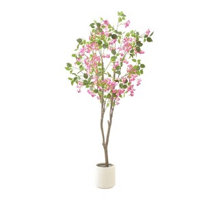 5FT Pink Artificial Bougainvillea Tree ¨C Realistic Faux Blossom Plant in Pot for Indoor/Outdoor Home/Patio/Wedding/Christmas Decor - 1 of 4