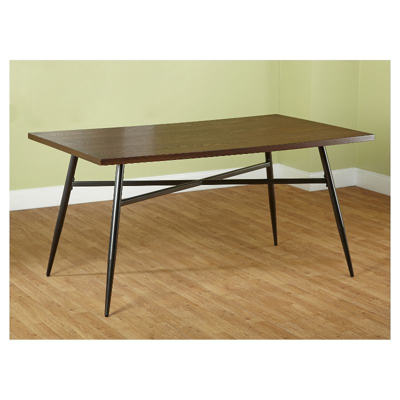 Milo Rectangular Wood with Metal Frame Dining Table Black/Espresso Brown - Buylateral, 3 of 5