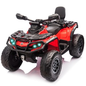 12V Electric Kids ATV Ride-On, 2 Seater Toy Car with Remote Control, LED Lights, Music, Spring Suspension, 2-4 MPH - 1 of 4