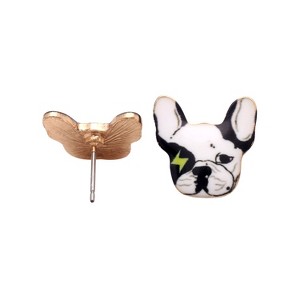 French Bulldog Boston Terrier Stud Earrings Enamel Colorful From the Ginger Lyne Collection - 1 of 4