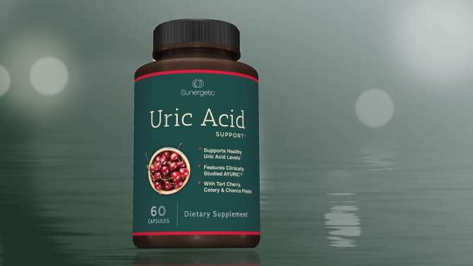 Sunergetic Uric Acid Support Includes Tart Cherry, Chanca Piedra, Celery Extract & Turmeric - Uric Acid Support Formula - 60 Veggie Capsules, 2 of 5, play video
