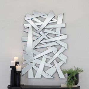 32" x 47" Glass Abstract Wall Mirror Silver - The Novogratz: Contemporary Style, Wall Mount, Wood Frame - 1 of 4