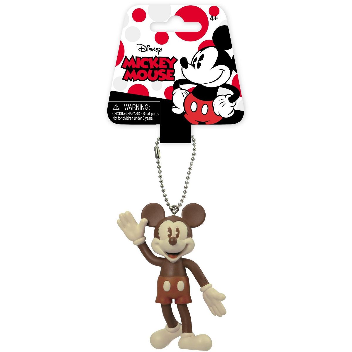 Disney Retro Mickey Mouse Bendable Key Chain (Brown) Key Accessory, Multi-Colored, 3" - thumbnail 2