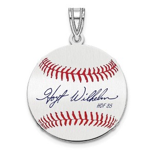 Black Bow Jewelry Sterling Silver Hoyt Wilhelm Signature SM Enamel Baseball Pendant - 1 of 4