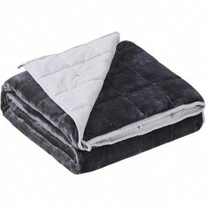 Grey Weighted Blanket 15 Lbs, Fuzzy Warm Flannel Throw, 48x72 Inches. - 1 of 4