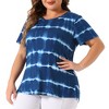 Agnes Orinda Women's Plus Size Round Neck Short Sleeve Multi Color Dye Casual Blouses - 2 of 4