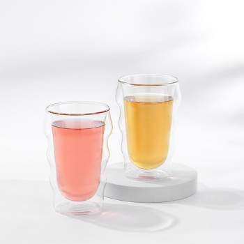 JoyJolt Christian Siriano Flux Double Wall Insulated Glass Cups  - 13.5 oz - Set of 2