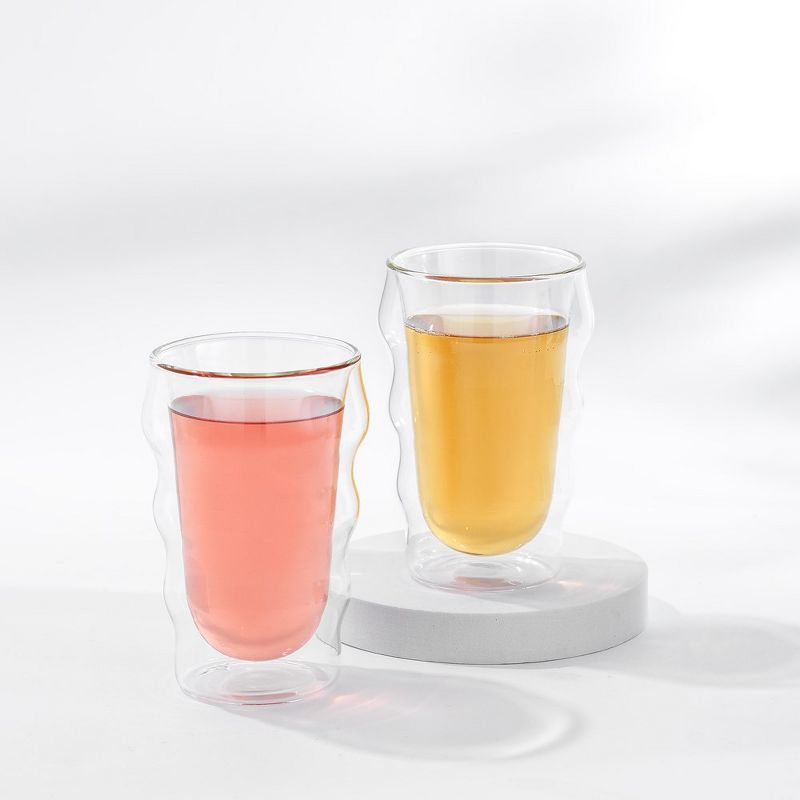 JoyJolt Christian Siriano Flux Double Wall Insulated Glass Cups  - 13.5 oz - Set of 2, 1 of 7