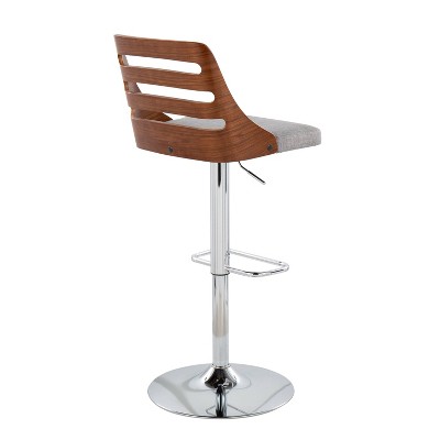 Trevi Walnut and Grey Adjustable Swivel Barstool - Set of 2