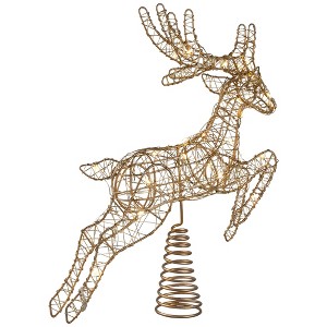 Northlight LED Lighted Reindeer Christmas Tree Topper - 13"  - Gold - Warm White Lights - 1 of 4