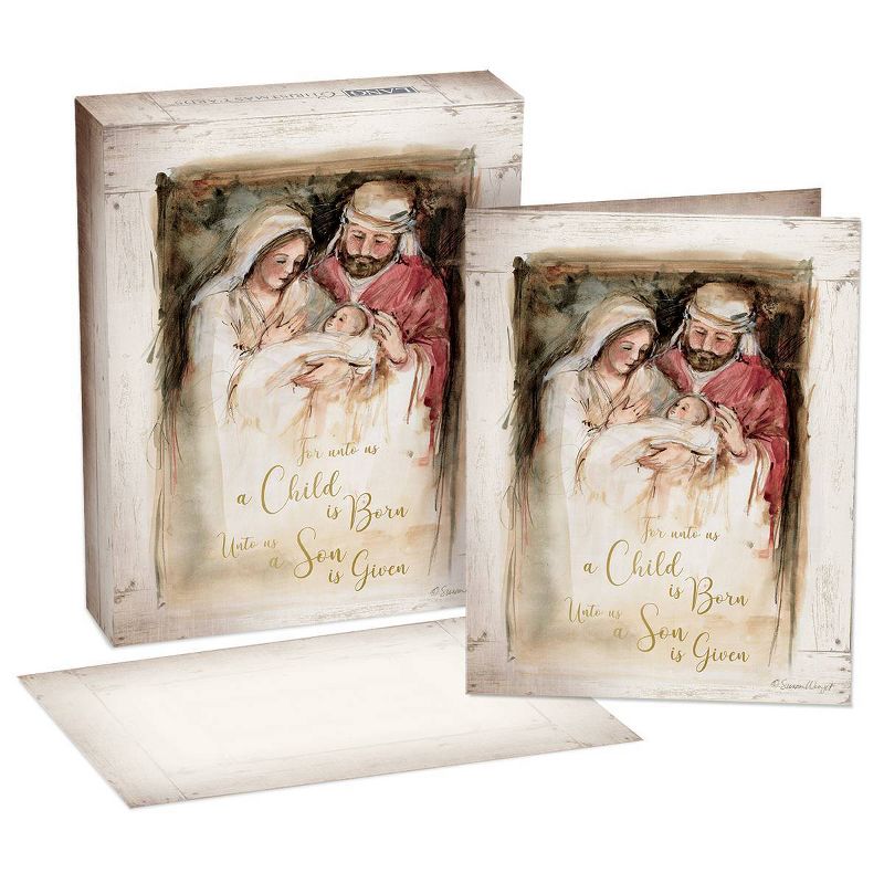18ct Lang Child is Born Boxed Holiday Greeting Cards, 1 of 5