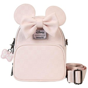Loungefly Minnie Mouse Mini Checkered Texture Backpack Crossbody Bag - 1 of 4