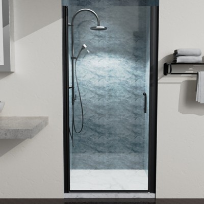 Semi-Frameless Sliding Shower Door With Clear Glass, 36in.-37-3/8in.x72in Clear Glass Sliding Shower Door For Home Hotel Bathroom